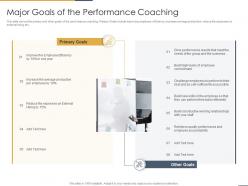 Major Goals Of The Performance Coaching Performance Coaching To Improve