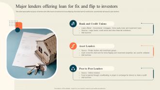 Major Lenders Offering Loan For Fix And Flip To Investors Execution Of Successful House