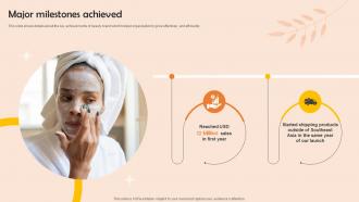 Major Milestones Achieved Skin Care Company Fundraising Pitch Deck