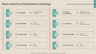 Major Objectives Of Functional Level Strategy Optimizing Functional Level Strategy SS V