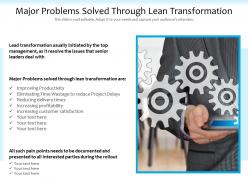 Major problems solved through lean transformation
