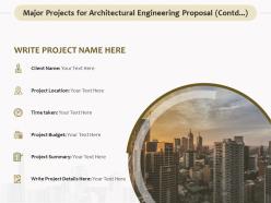 Major Projects For Architectural Engineering Proposa Contd Budget Ppt Ideas