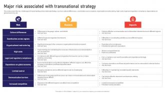 Major Risk Associated With Transnational Strategy Global Business Strategies Strategy SS V