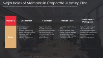 Major Roles Of Members In Corporate Meeting Plan