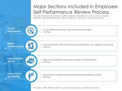 Major sections included in employee self performance review process