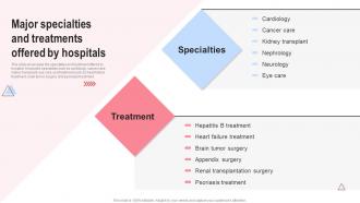 Major Specialties And Treatments Implementing Hospital Management Strategies To Enhance Strategy SS