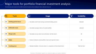 Major Tools For Portfolio Financial Investment Analysis