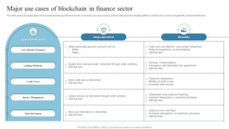 Major Use Cases Of Blockchain In Finance Sector Introduction To Blockchain Technology BCT SS