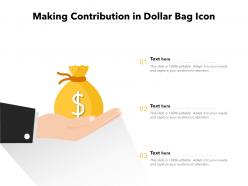 Making contribution in dollar bag icon