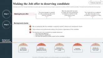 Making The Job Offer To Deserving Candidate HR Talent Acquisition Guide Handbook For Organization