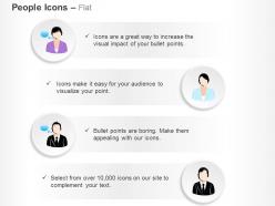 Male and female customer care talking and executives ppt icons graphics