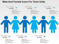 Male and female icons for team unity flat powerpoint design