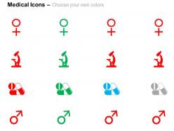Male and female symbols microscope pills ppt icons graphics