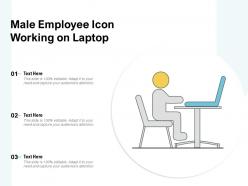 Male employee icon working on laptop