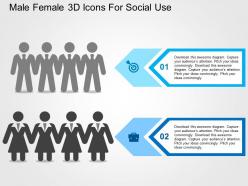 Male female 3d icons for social use flat powerpoint design