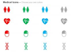 Male female heart capsule dna strand ppt icons graphics