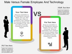 Male versus female employee and technology flat powerpoint design