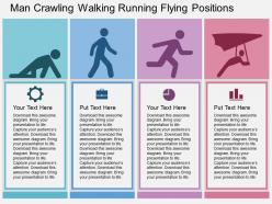 Man crawling walking running flying positions flat powerpoint design