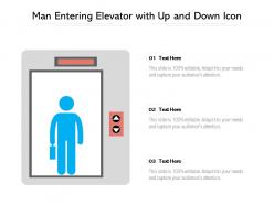 Man entering elevator with up and down icon
