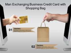 Man Exchanging Business Credit Card With Shopping Bag