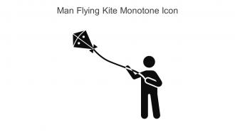 Man Flying Kite Monotone Icon In Powerpoint Pptx Png And Editable Eps Format