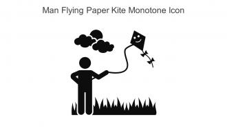 Man Flying Paper Kite Monotone Icon In Powerpoint Pptx Png And Editable Eps Format