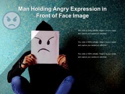 Man holding angry expression in front of face image
