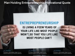 Man Holding Entrepreneurship Motivational Quote