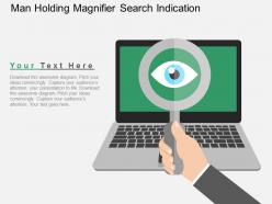 Man holding magnifier search indication flat powerpoint design