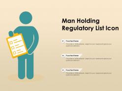 Man holding regulatory list icon