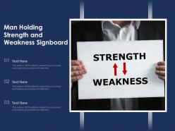 Man Holding Strength And Weakness Signboard