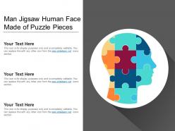 Man jigsaw human face made of puzzle pieces