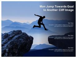 Man jump towards goal to another cliff image