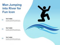 Man jumping into river for fun icon