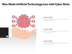 Man made artificial technology icon with cyber brain
