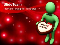 Man offering chocolate treat with valentine note powerpoint templates ppt themes and graphics 0213
