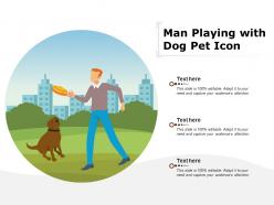 Man playing with dog pet icon