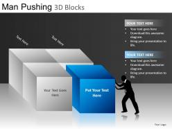 Man pushing 3d blocks powerpoint presentation slides db