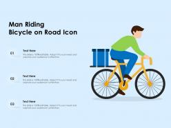Man riding bicycle on road icon