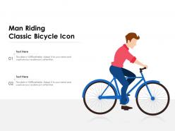 Man riding classic bicycle icon