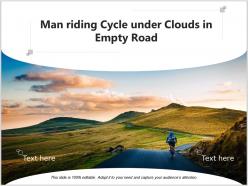 Man riding cycle under clouds in empty road