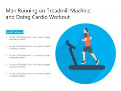 Man running on treadmill machine and doing cardio workout