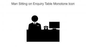 Man Sitting On Enquiry Table Monotone Icon In Powerpoint Pptx Png And Editable Eps Format
