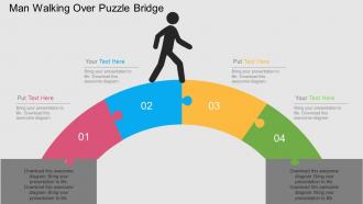 man_walking_over_puzzle_bridge_flat_powerpoint_design_Slide01