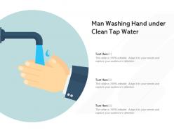 Man washing hand under clean tap water