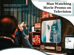 Man watching movie promo on television