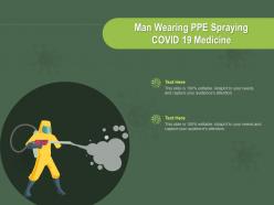 Man wearing ppe spraying covid 19 medicine ppt powerpoint presentation show clipart images