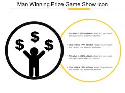 Man winning prize game show icon