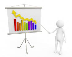 Man with bar graph of business stock photo