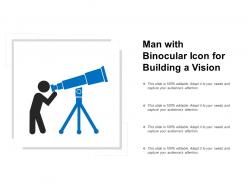 Man with binocular icon for building a vision